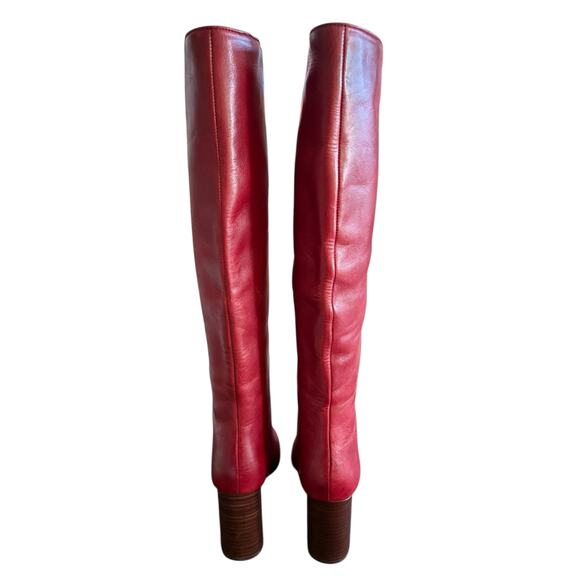 Loeffler Randall Goldy Leather Knee High Boots Block Heels Statement Red Sz 8.5B - Picture 7 of 11